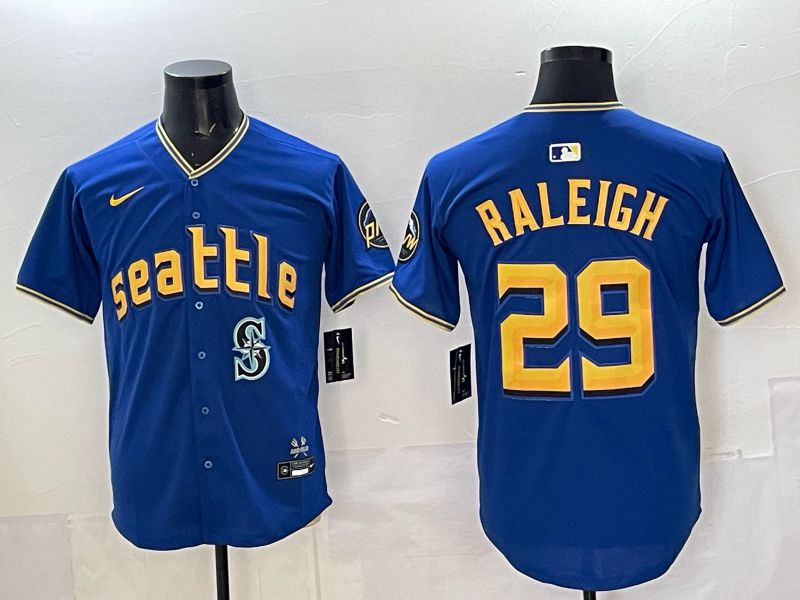 Men 2025 Seattle Mariners #29 Raleigh Blue City Edition Nike MLB Jersey style 85->seattle mariners->MLB Jersey